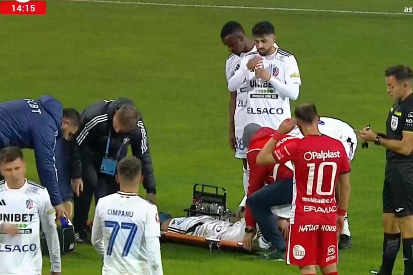 Narcis Ilaș, accidentare gravă în Botoșani - Hermannstadt. FOTO: captură Prima Sport