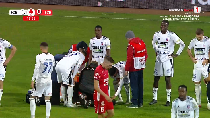 Narcis Ilaș s-a accidentat în FC Botoșani - Hermannstadt. FOTO: captură Prima Sport