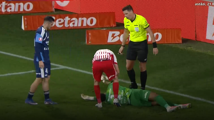 Marcio Rosa, lovit în UTA - FC Botoșani / FOTO: Captură TV @Prima Sport 1
