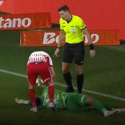 Marcio Rosa, lovit în UTA - FC Botoșani / FOTO: Captură TV @Prima Sport 1