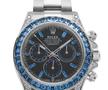 Rolex Cosmograph Daytona „Blue Sapphire”, cu cadran din obsidian și lunetă încrustată cu 36 de safire albastre/ Foto: wristaficionado.com