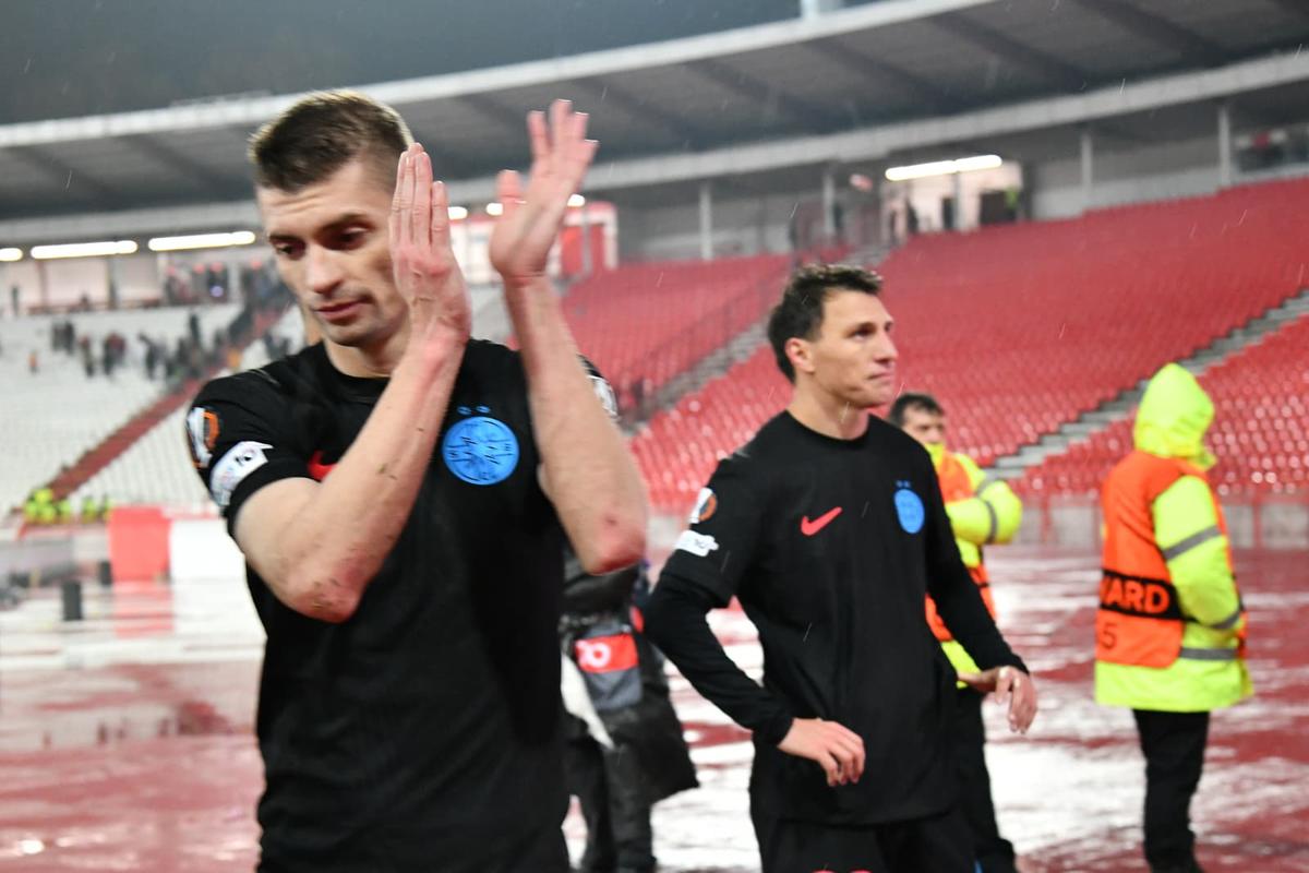 Imagini de la finalul meciului Steaua Roșie - FCSB