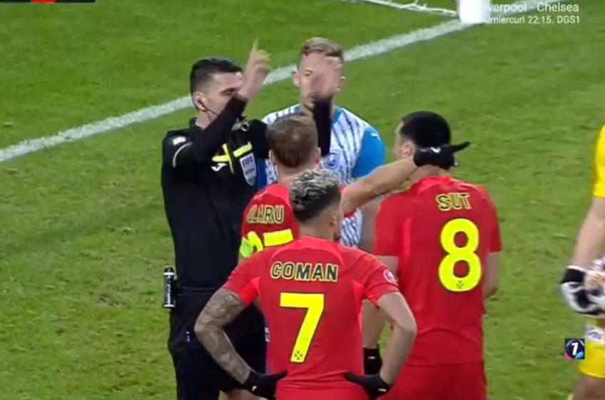 Darius Olaru a deschis scorul în minutul 45+8 al primei reprize din Universitatea Craiova - FCSB.
