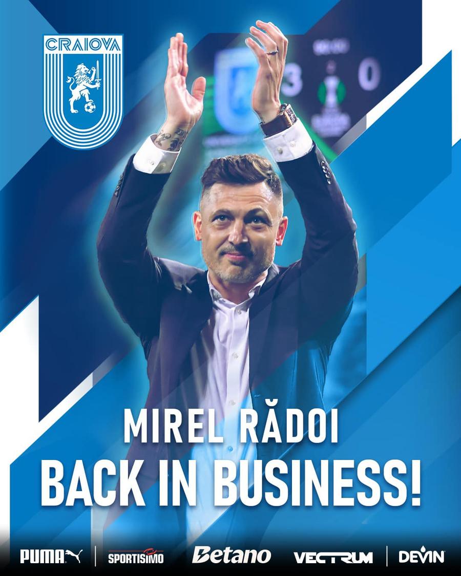 Mirel Rădoi / foto: Facebook UCV E oficial: Mirel Rădoi a semnat cu Universitatea Craiova! Contract valabil un an și jumătate
