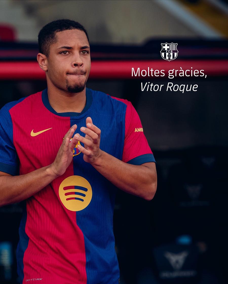 Barcelona a anunțat plecarea lui Vitor Roque // foto: Facebook Plecare de ultimă oră de la Barcelona » Catalanii s-au despărțit de fotbalistul adus drept o mare speranță
