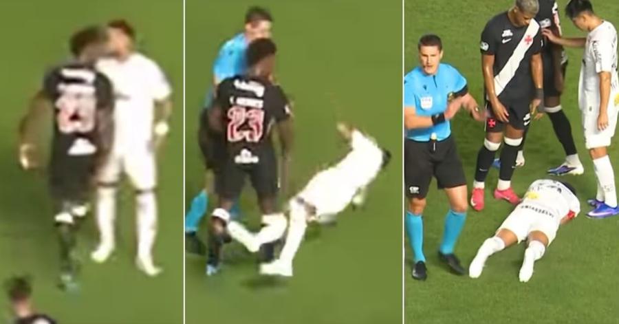 Neymar se prăbușește fără să fi fost atins de Thiago Mendes în meciul FC Santos - Vasco da Gama 2-1 / Foto: X Instagram portaludoacontece Neymar, gest dezgustător! » Circul făcut în victoria lui Santos a devenit viral