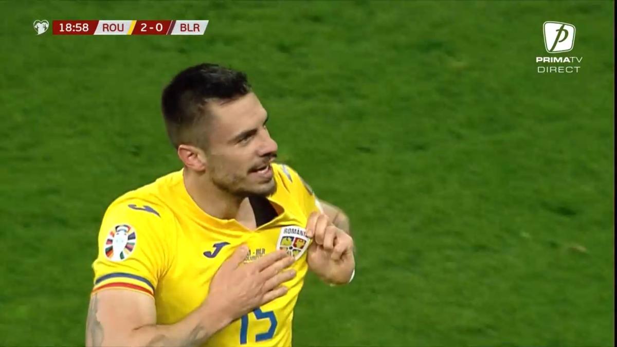 Explozie de bucurie! Gesturile lui Andrei Burcă, după ce a reușit primul gol la echipa națională