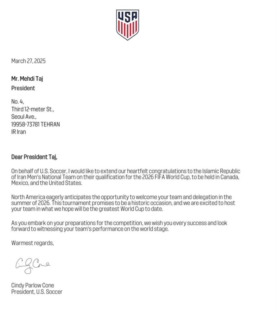 Scrisoarea președintelui Federației Americane, adresată președintelui Federației de Fotbal Iraniene Fără dubii! Ce scrisoare au primit iranienii din partea americanilor, înainte de Campionatul Mondial din 2026