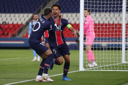 Marquinhos (26 de ani), căpitanul lui PSG, este un marcator obișnuit al fazelor eliminatorii din Liga Campionilor, în ciuda poziției pe care o ocupă, aceea de stoper.