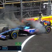 Monopostul lui Pierre Gasly a luat foc înaintea calificărilor / Captură Twitter@F1