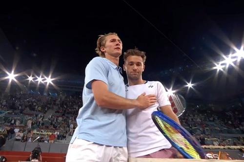 Casper Ruud (dreapta) și Sebastian Korda (stânga), duel la Mutua Madrid Open/Foto: X