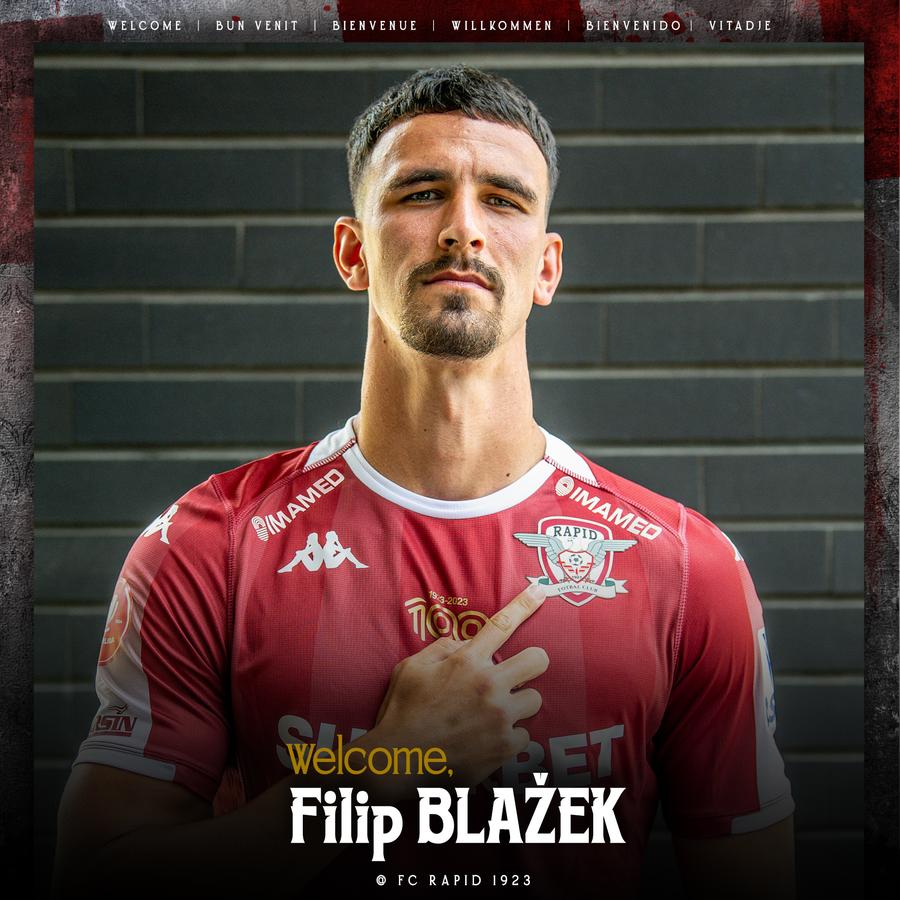 Filip Blazek a semnat cu Rapid, foto: Facebook FC Rapid 1923 Rapid, mai decisă decât rivalele din Superliga! Transfer din Slovacia în defensivă