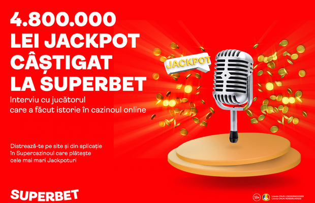 Cel mai mare Jackpot din istoria sloturile în România, 4,8 Milioane de lei a fost lovit la Superbet