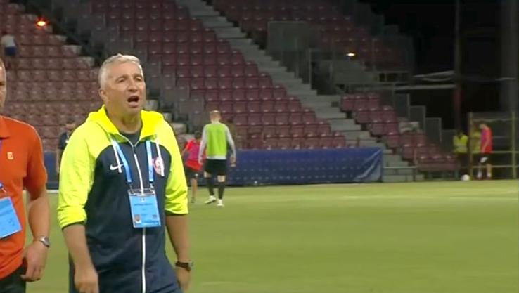 Dan Petrescu, un car de nervi în CFR Cluj - Universitatea Craiova, foto: captură de ecran Digi Sport