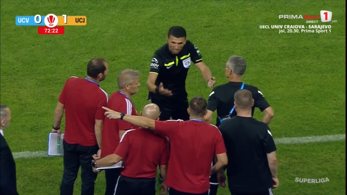Mihai Rotaru a intrat în direct după Craiova - U Cluj și a început să vorbească în limba arabă: „Shabab”