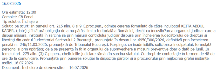 Anchetat pentru ucidere din culpă, Kader Keita i-a arătat judecătorului două oferte de transfer și a primit acceptul să părăsească România!