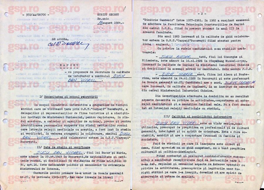 Iată DOSARUL COMPLET de la Securitate al lui Dan Șucu, informatorul „Mircea Crișan”: „Voi respecta toate indicațiile” + „Timid, greoi în gândire, bâlbâit. Un mediocru necesar!”