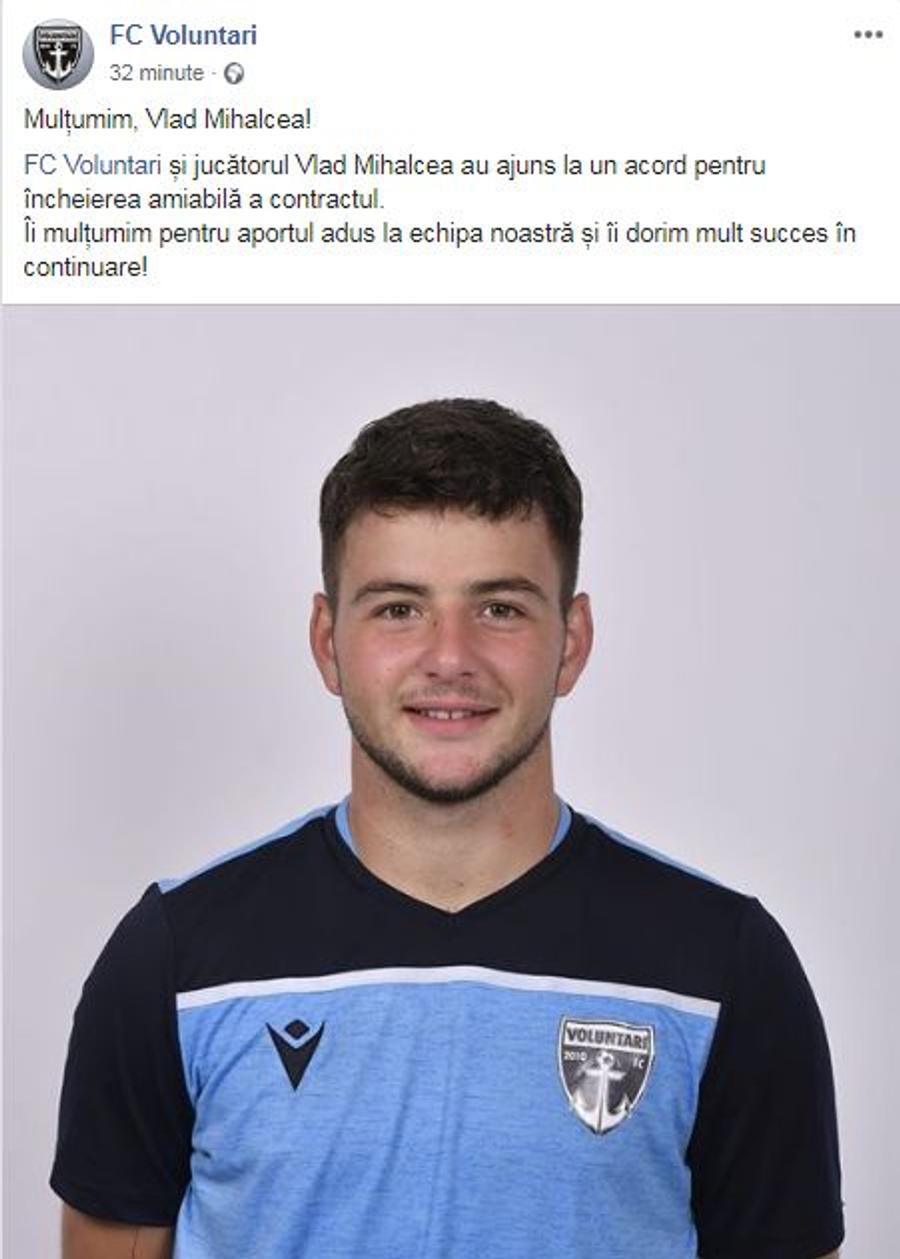 FC Voluntari s-a despărțit de Vlad Mihalcea și Doru Popadiuc
