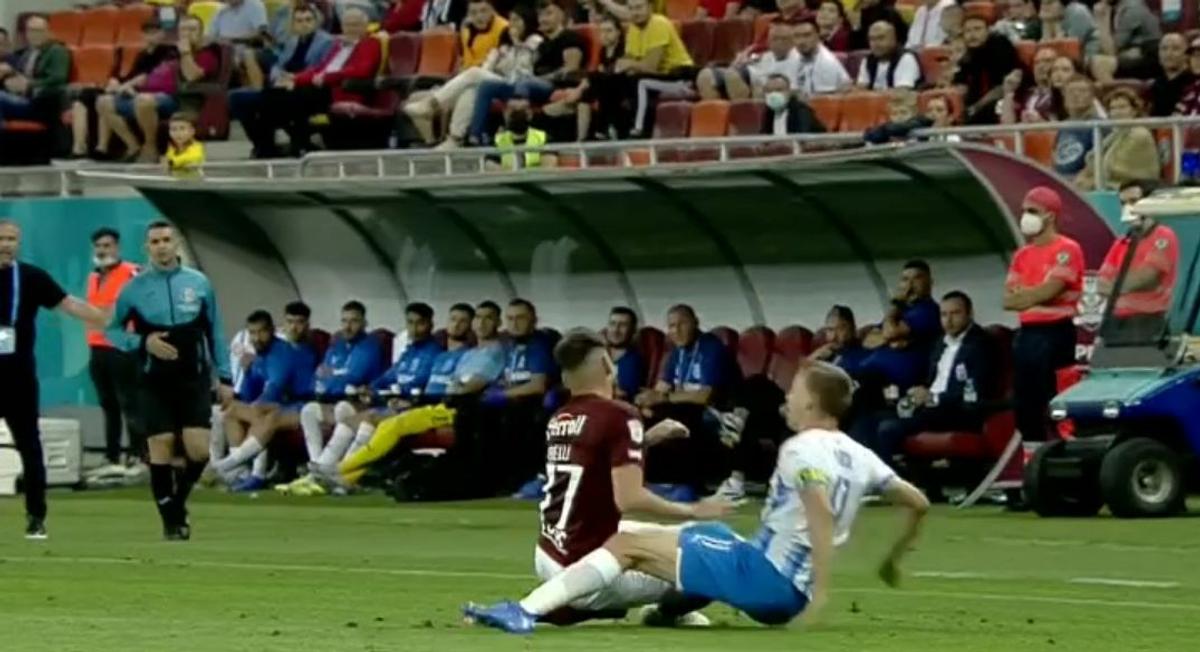 Roșu în derby » Claudiu Belu, eliminat în finalul primei reprize + nervi întinși la maximum pe Arena Națională