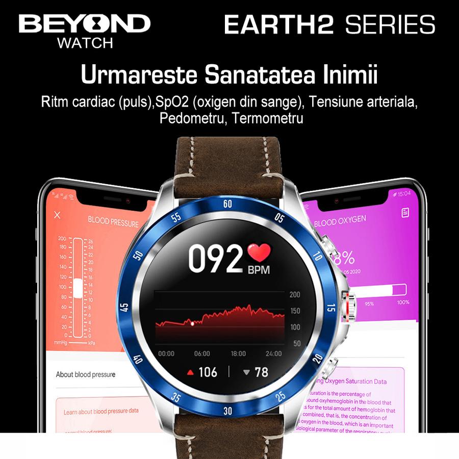 BEYOND Watch EARTH2: Un smartwatch elegant cu funcții avansate de sănătate și conectivitate