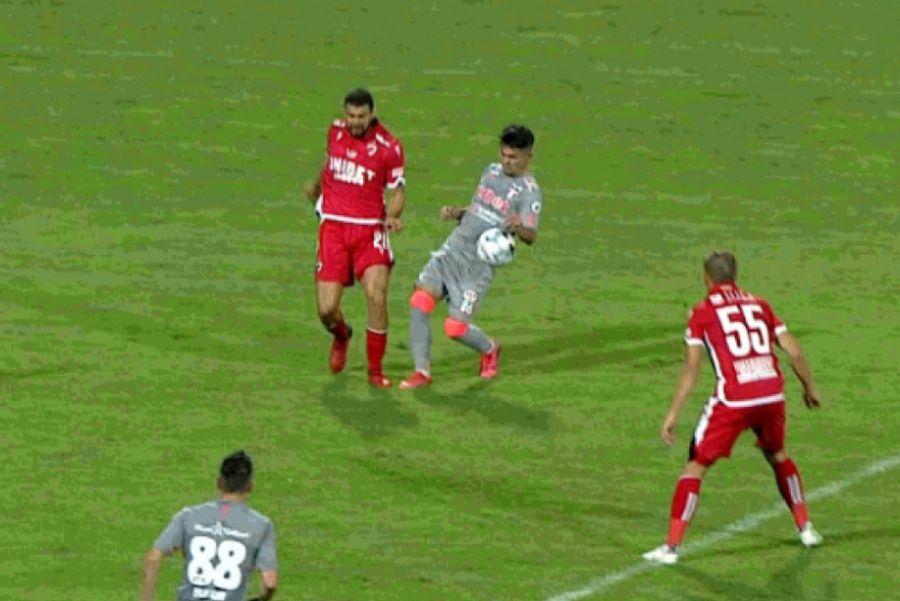 foto: captură Digi Sport DINAMO - UTA 0-1. Dinamoviștii acuză arbitrajul: „Henț clar!” » Faza la care Sebastian Colțescu nu a dictat penalty