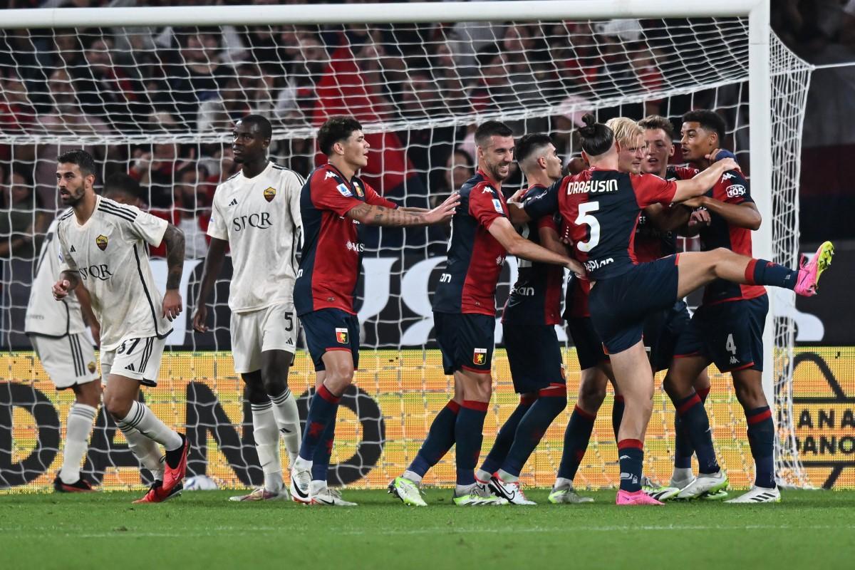 Genoa genială: meci perfect cu AS Roma, 4-1 » Radu Drăgușin, pasă de gol în fața lui Jose Mourinho