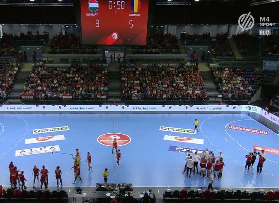 FOTO: Captură @m4sport România, bătută zdravăn de Ungaria » Florentin Pera are mult de lucru înaintea Campionatului European de handbal feminin