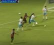 Aedan Scipio (Anguilla) a fost tras de păr de Keon Greene și de Shalon Knight din Antigua și Barbuda, în timpul unui meci din Liga Națiunilor CONCACAF