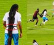 Aedan Scipio (Anguilla) a fost tras de păr de Keon Greene și de Shalon Knight din Antigua și Barbuda, în timpul unui meci din Liga Națiunilor CONCACAF