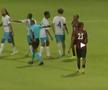 Aedan Scipio (Anguilla) a fost tras de păr de Keon Greene și de Shalon Knight din Antigua și Barbuda, în timpul unui meci din Liga Națiunilor CONCACAF