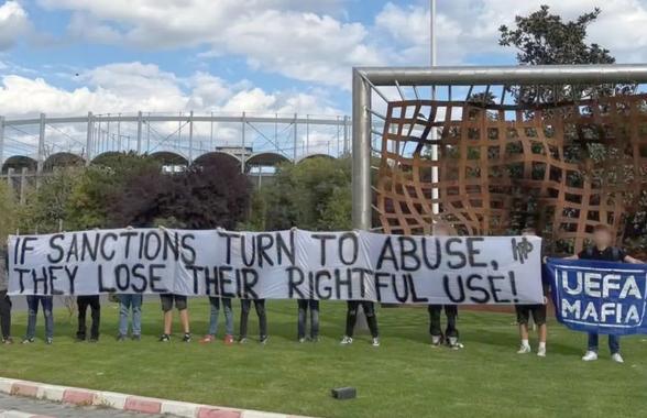 Mesaj împotriva UEFA afișat astăzi de ultrașii români: „Dacă sancțiunile se transformă în abuz...”