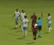 Aedan Scipio (Anguilla) a fost tras de păr de Keon Greene și de Shalon Knight din Antigua și Barbuda, în timpul unui meci din Liga Națiunilor CONCACAF