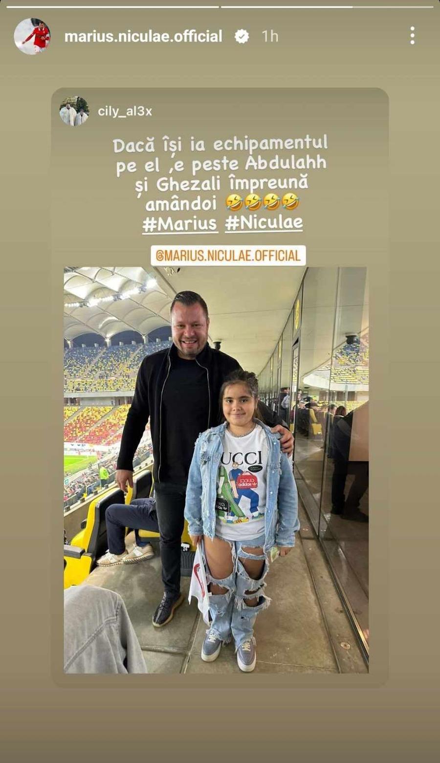 Marius Niculae, repostare ironică: „Dacă își ia echipamentul pe el, e peste Abdallah și Ghezali împreună :D”