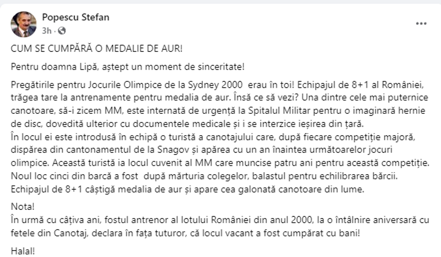 Acuze incredibile la adresa Elisabetei Lipă: „Locul vacant în barca de 8+1 la Sydney 2000 a fost cumpărat cu bani” » Ce spun șefa ANS și colegele de la JO din Australia: ”Aberații!”
