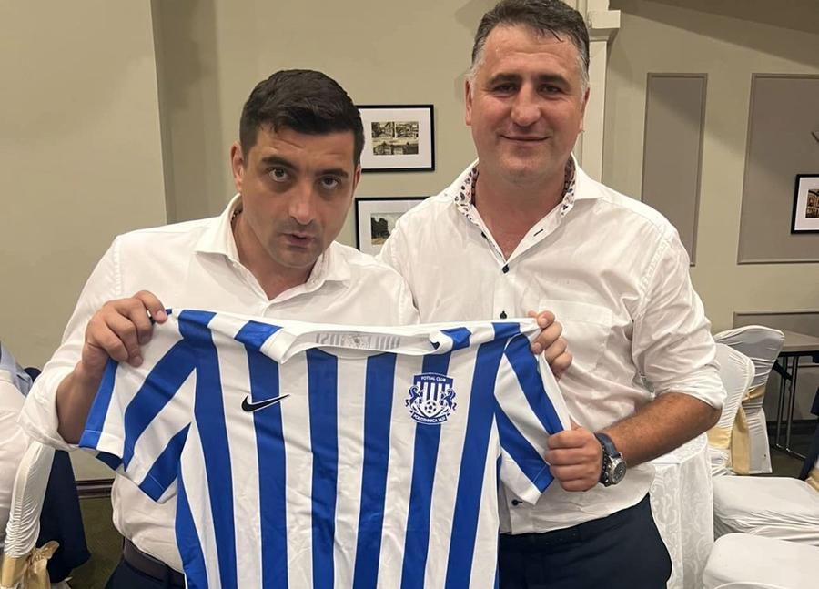 Ciprian Paraschiv, în dreapta, alături de George Simion, a fost jucător și președinte la Poli Iași / Sursă foto: Facebook Parlamentul anunță primele măsuri, după apelul lui Gică Hagi către „cei mai bogați români”