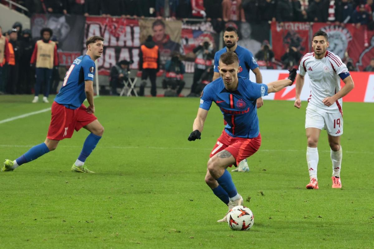 Se vede primăvara! În inferioritate numerică, FCSB a smuls eroic un punct cu Olympiakos