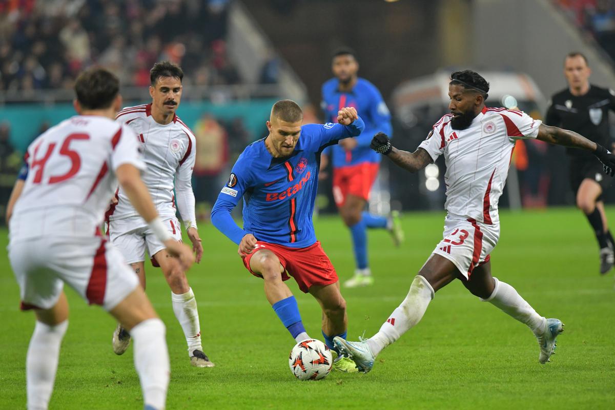 Se vede primăvara! În inferioritate numerică, FCSB a smuls eroic un punct cu Olympiakos