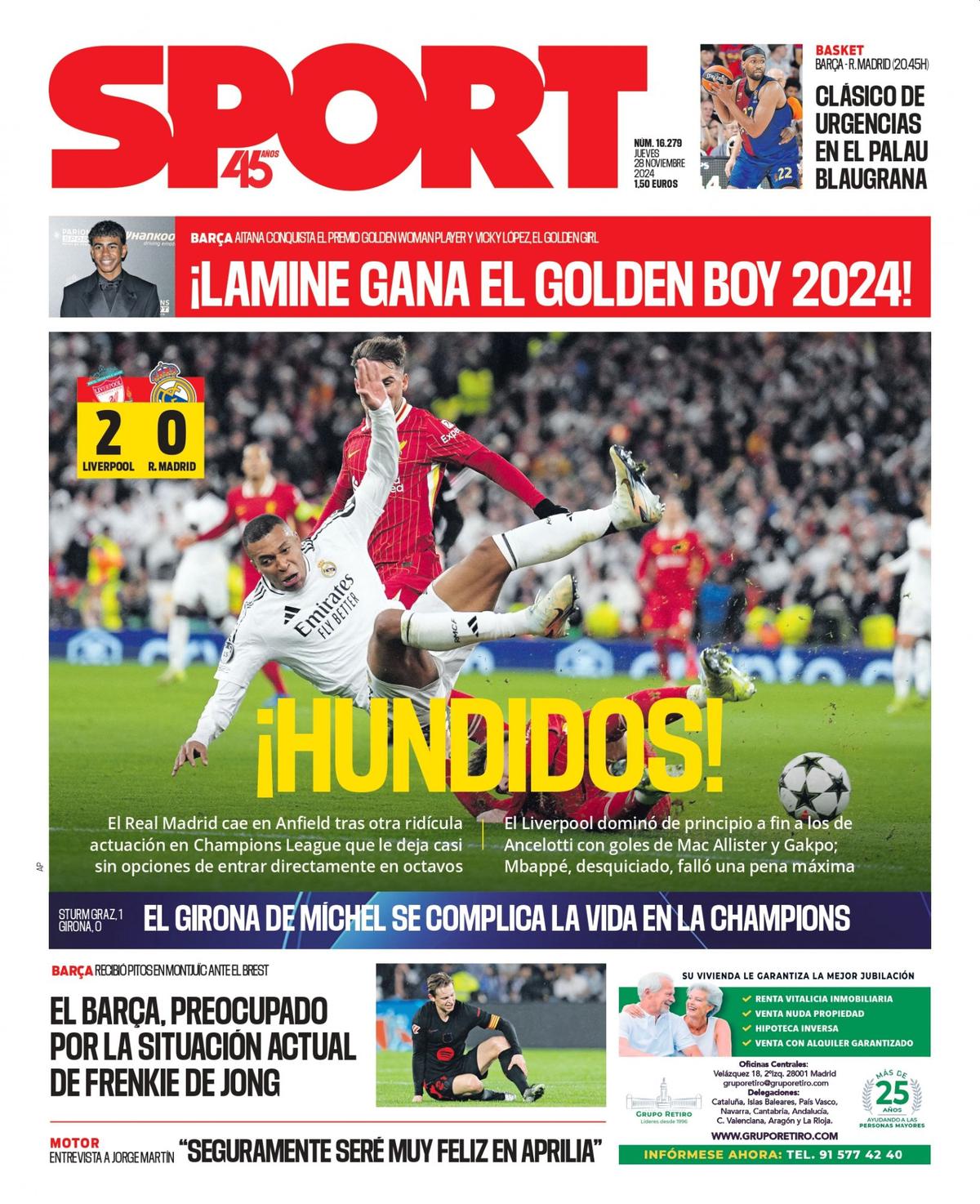L-au pus în cap pe Mbappe! Cum arată copertele ziarelor spaniole și engleze, după Liverpool - Real: „Scufundați! Încă o prestație ridicolă”