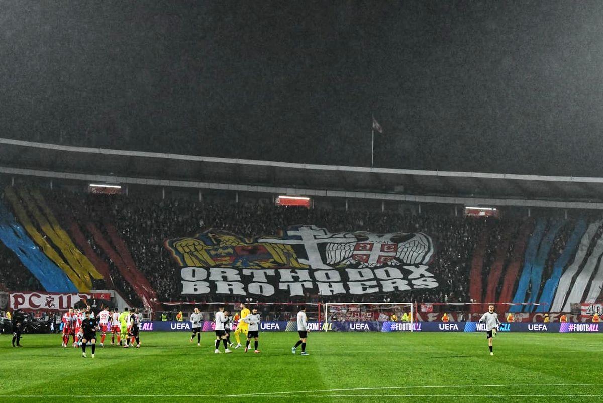 Scenografia sârbilor la Steaua Roșie - FCSB
