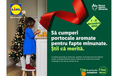 Lidl România continuă sprijinul pentru Rețeaua Băncilor pentru Alimente: pentru fiecare kilogram de portocale cumpărat de clienți, compania donează 1 leu pentru construirea primului depozit propriu al Rețelei în județul Neamț