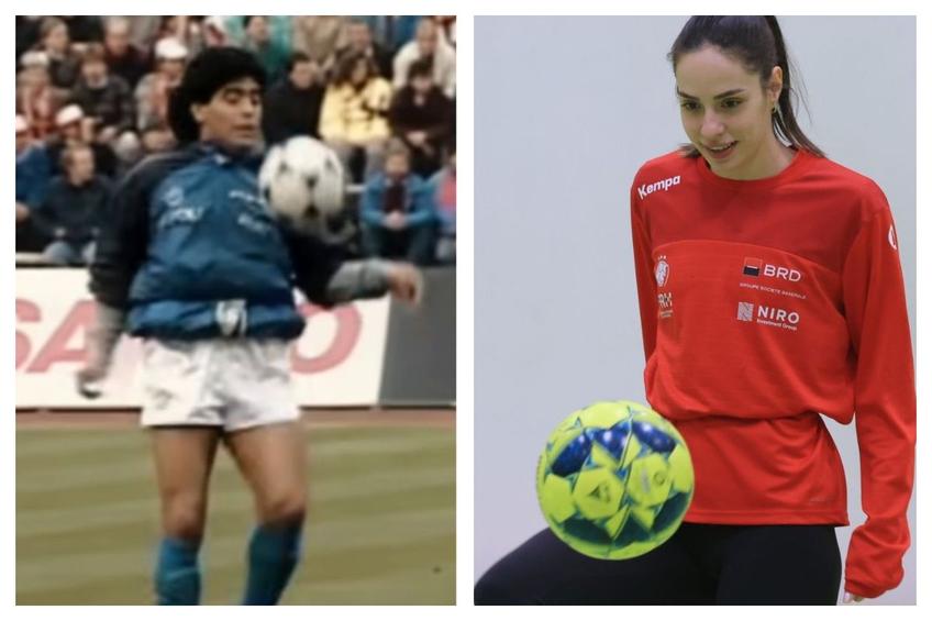 Sorina Grozav, la antrenamentul oficial al României dinaintea meciului cu Japonia, a adus aminte de imaginile antologice cu Maradona. FOTO: Ionuţ Iordache (GSP)