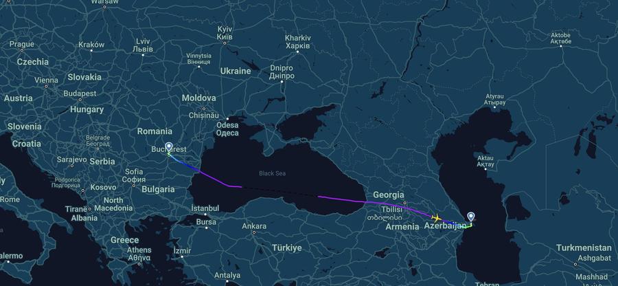 Ruta unui zbor București - Baku Pe unde va zbura FCSB în Azerbaidjan? E sigură ruta aeriană? Expert BoardingPass consultat de GSP: „Spațiul Ucrainei e închis, companiile evită Armenia și intră în spațiul georgian”