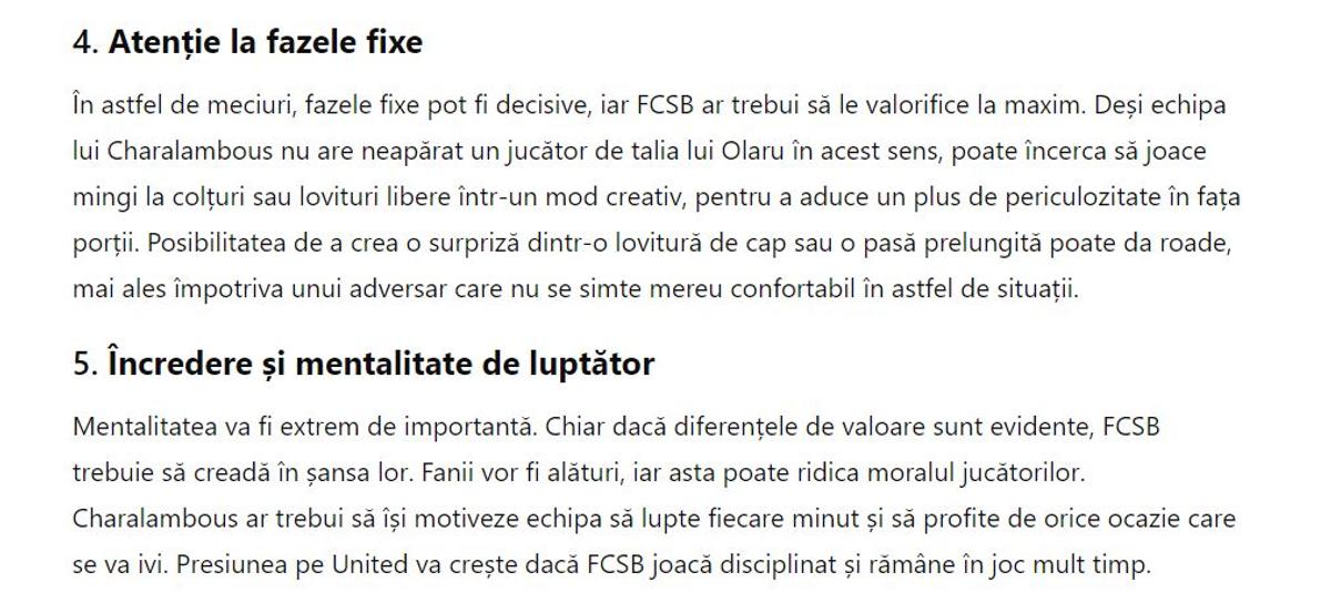 Experiment: ce spune ChatGPT despre FCSB - Manchester United