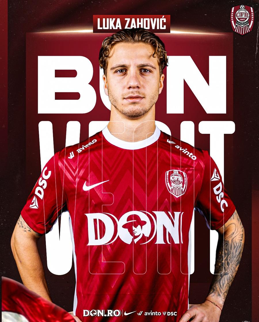Luka Zahovic a fost prezentat oficial la vicecampioana României / Foto: Facebook CFR Cluj Atacantul dorit în trecut de Gigi Becali la FCSB a fost prezentat oficial de CFR Cluj
