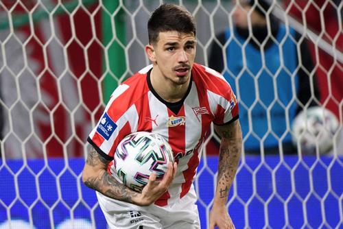 Sergiu Hanca, celebrând golul înscris contra Legiei // Sursă foto: Twitter Cracovia