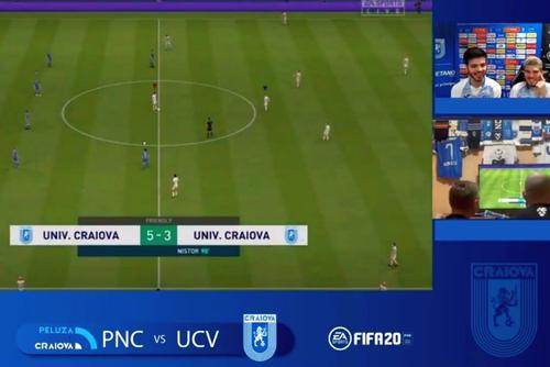 Meci de FIFA 20 între cei de la CSU Craiova și fanii din Peluza Nord / Sursă foto: Facebook Florin Jianu