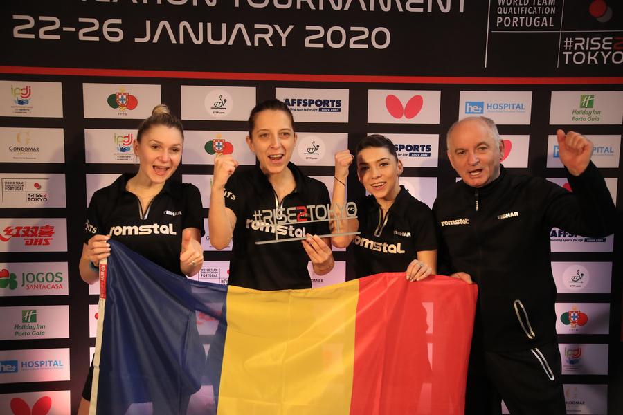 Dodean, Samara, Szocs și antrenorul Viorel Filimon la finalul turneului de califcare din Portugalia FOTO ITTF 60 pentru Tokyo » GSP îți prezintă sportivii români care au deja biletul pentru Jocurile Olimpice din Japonia