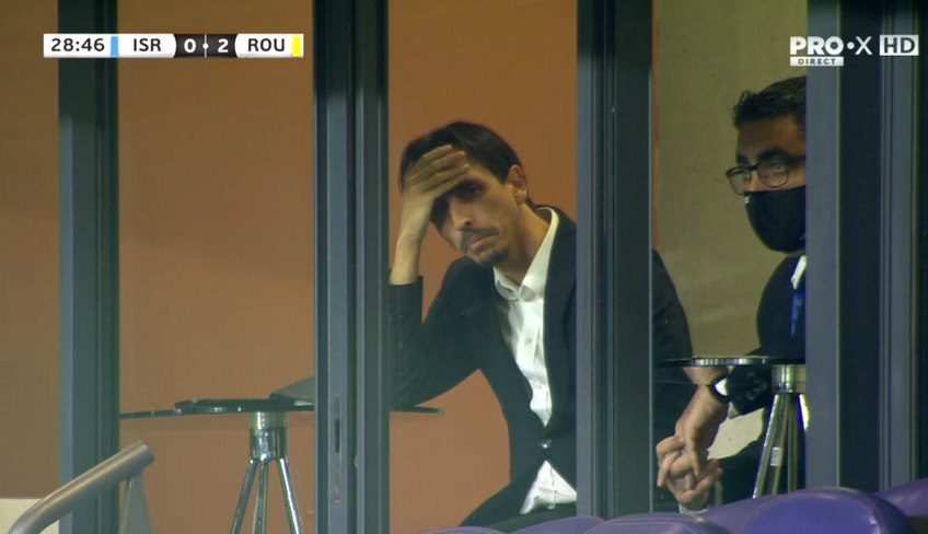 Israel - România. Yossi Benayoun (41 de ani), directorul sportiv al naționalei Israelului, a oferit imaginile primei reprize.