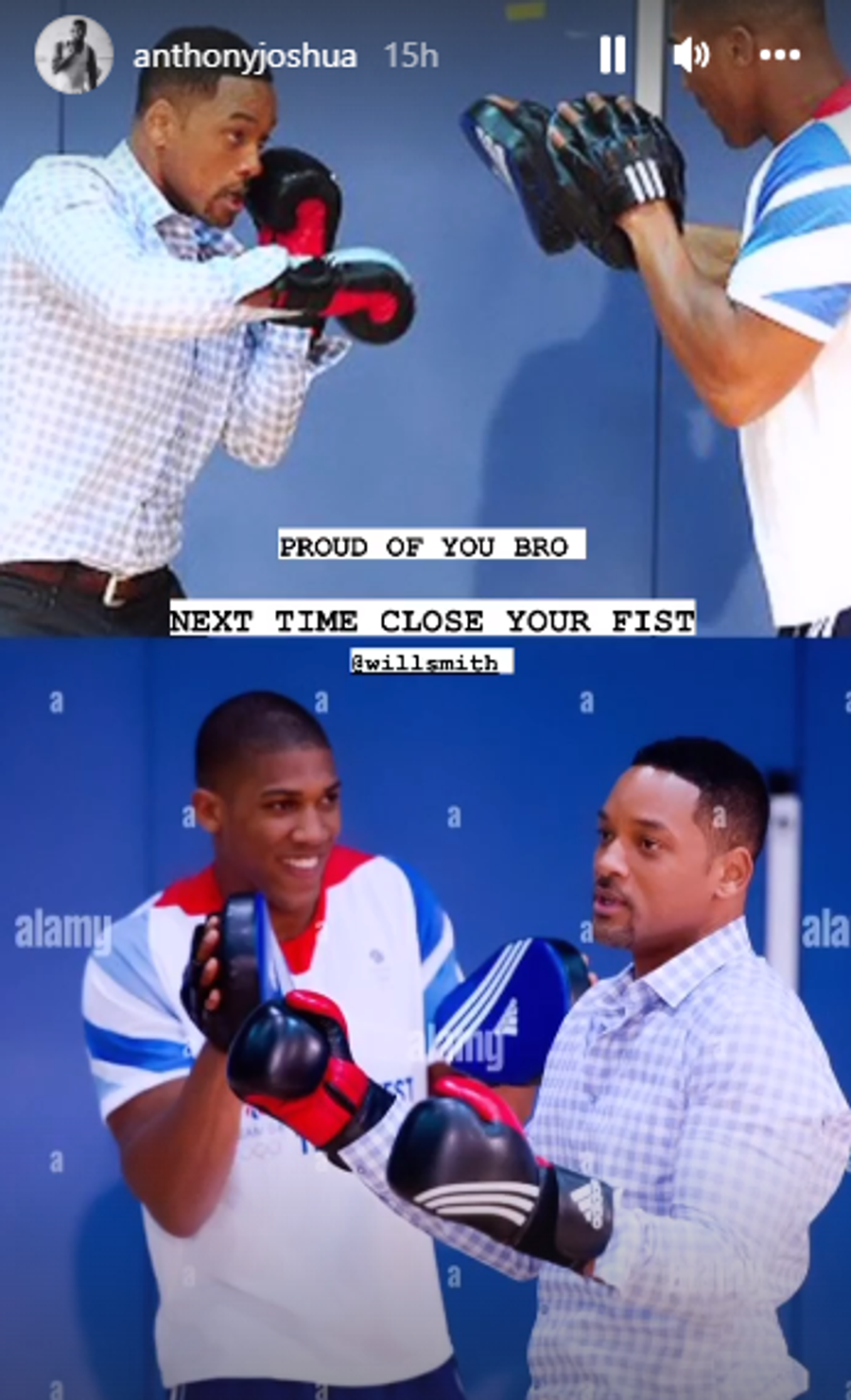 foto: Captură Instagram @anthonyjoshua Anthony Joshua a comentat imaginile cu gestul violent al lui Will Smith de la gala premiilor Oscar: „Data viitoare, închide pumnul”