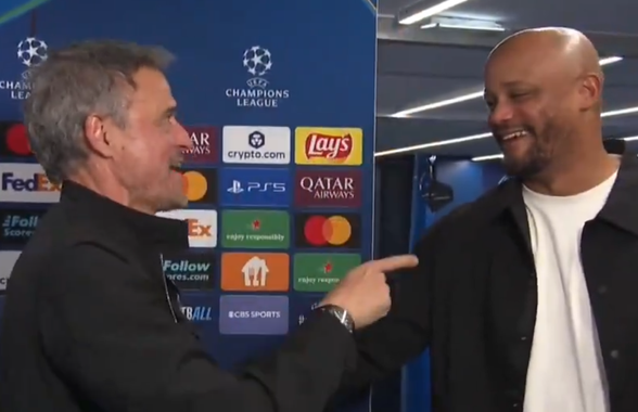 Luis Enrique l-a tachinat pe Vincent Kompany în fața camerelor » Moment inedit în tunelul de la Paris